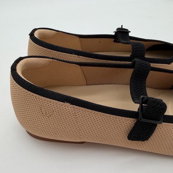 Vivaia Margot Mary Jane Comfort Old Money Arch Support Flats Nude Black 9 - Picture 3 of 8